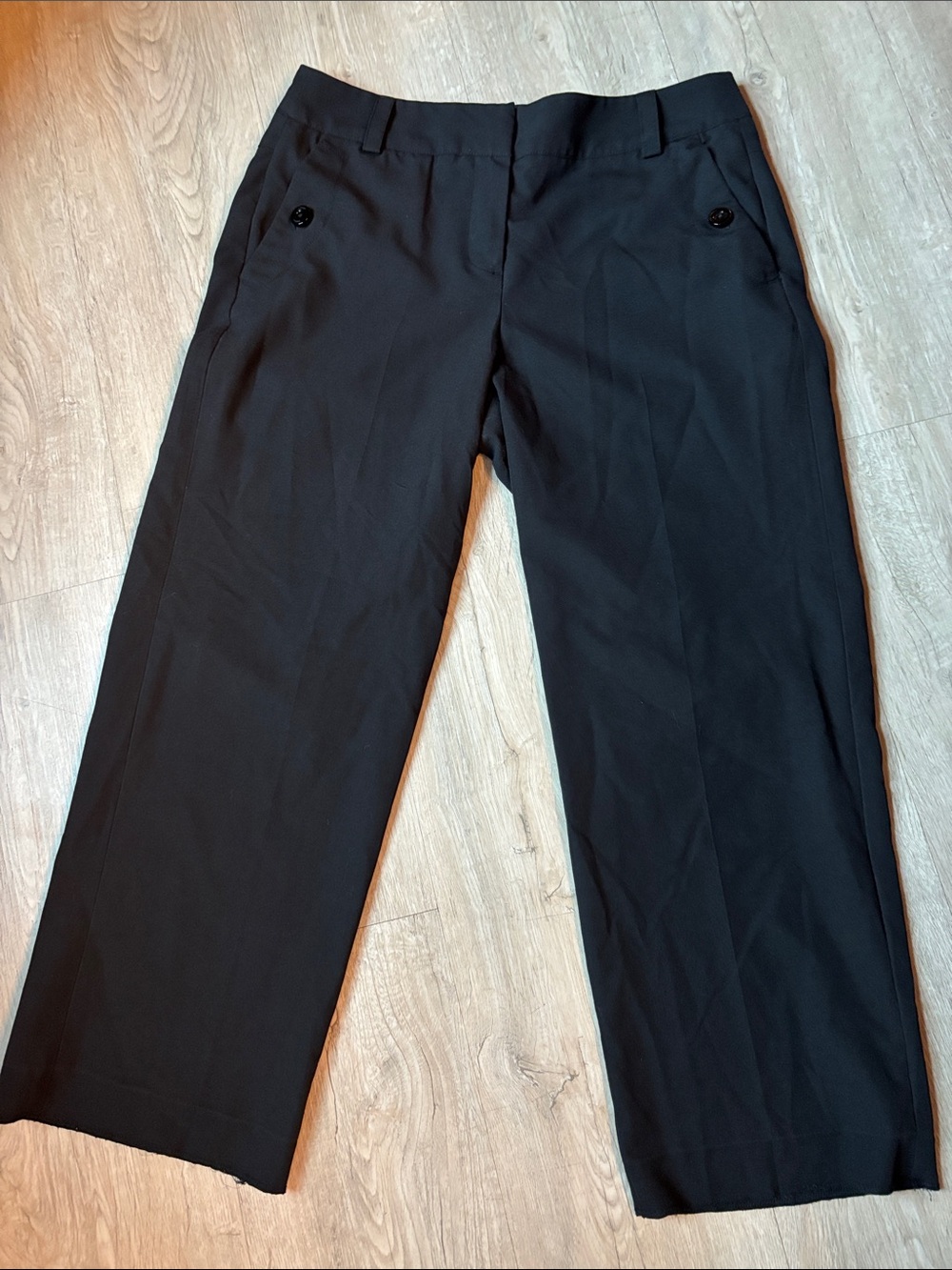 Sandro Black Wide-Leg Women's Dress Pants raw hem